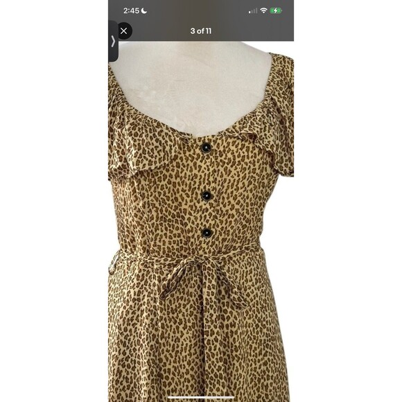 Anthropologie Bolano Dress Leopard Print Romantic Ruffle Shoulder Dress Size 22 - Picture 6 of 12